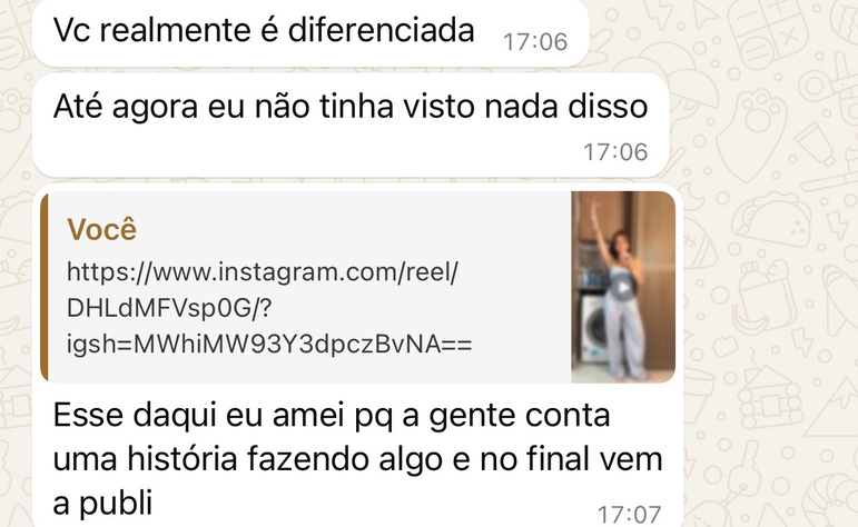 Mensagem real de cliente