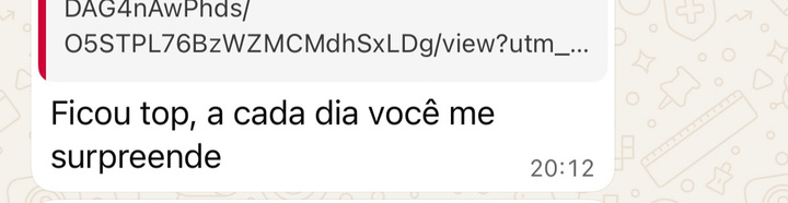 Mensagem real de cliente